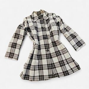 Le Suit Essentials Black and White Plaid Coat, Size 16